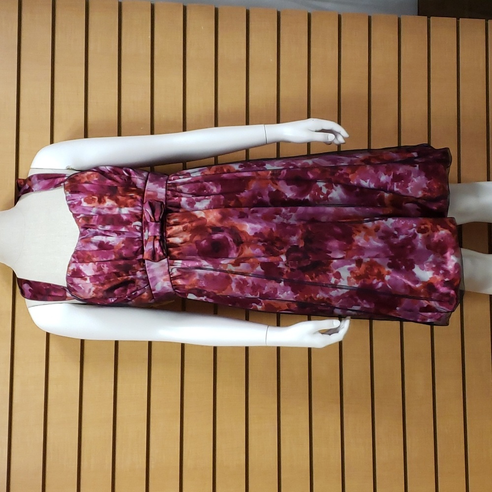 Torrid Halter Dress Plus 16 Floral Bow Sleeveless Backless Knee Length